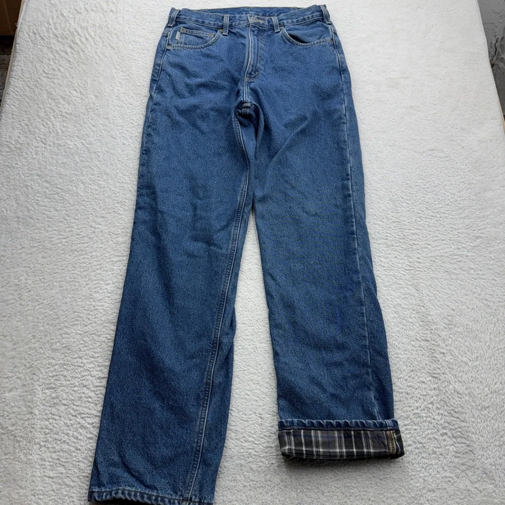 Carhartt B172 DST Mens Relaxed Fit Flannel Lined‎ Jeans Blue 33x34 VTG